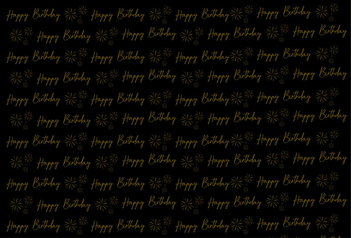 Black and Gold Birthday wrapping paper with Art Deco geometric pattern